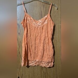 Elegant Orange Lace Trim Cami Top